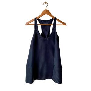 Anthropologie Martin + Osa Oversized Navy Blue Silk Tank Top Size XS